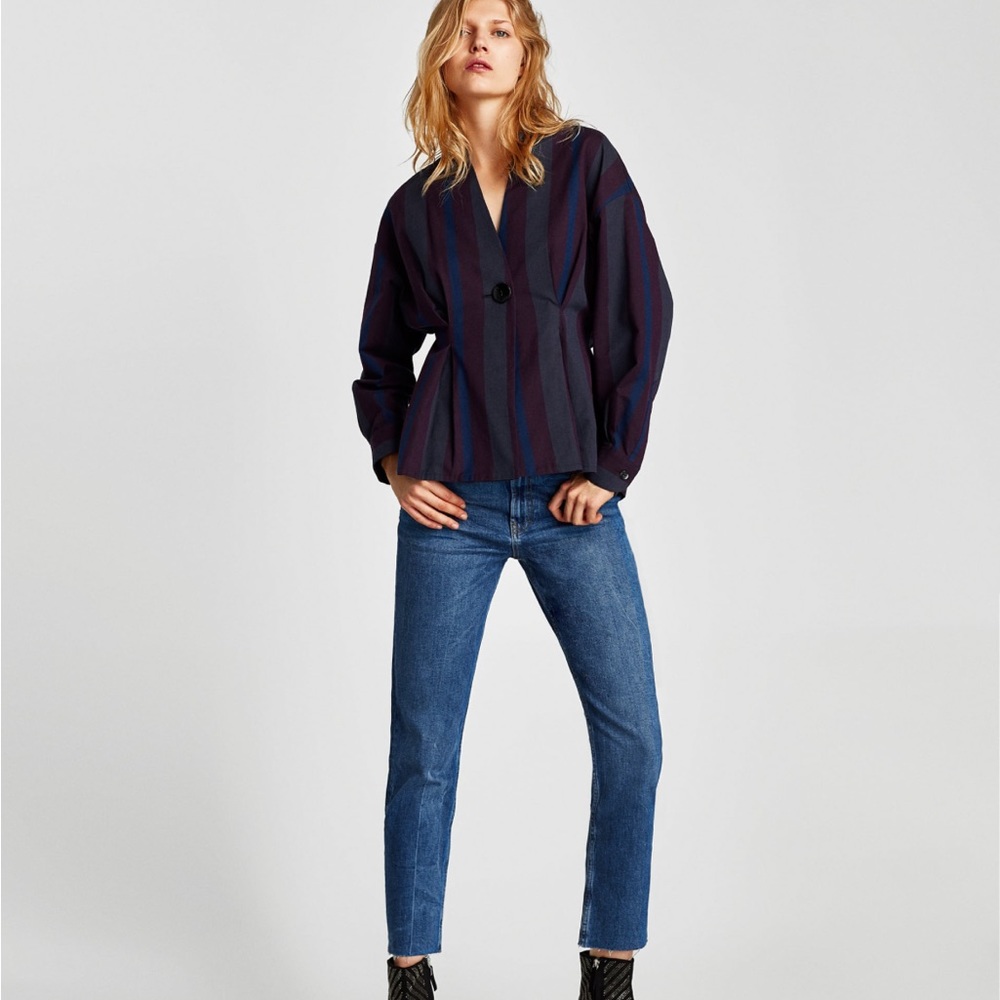 Zara woman VINTAGE HIGH WAIST JEANS IN PACIFIC BLUE